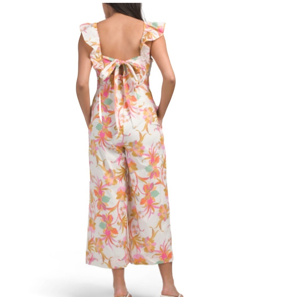 Taylor Women’s Flutter Sleeve Floral Jumpsuit Size Small - Picture 2 of 7